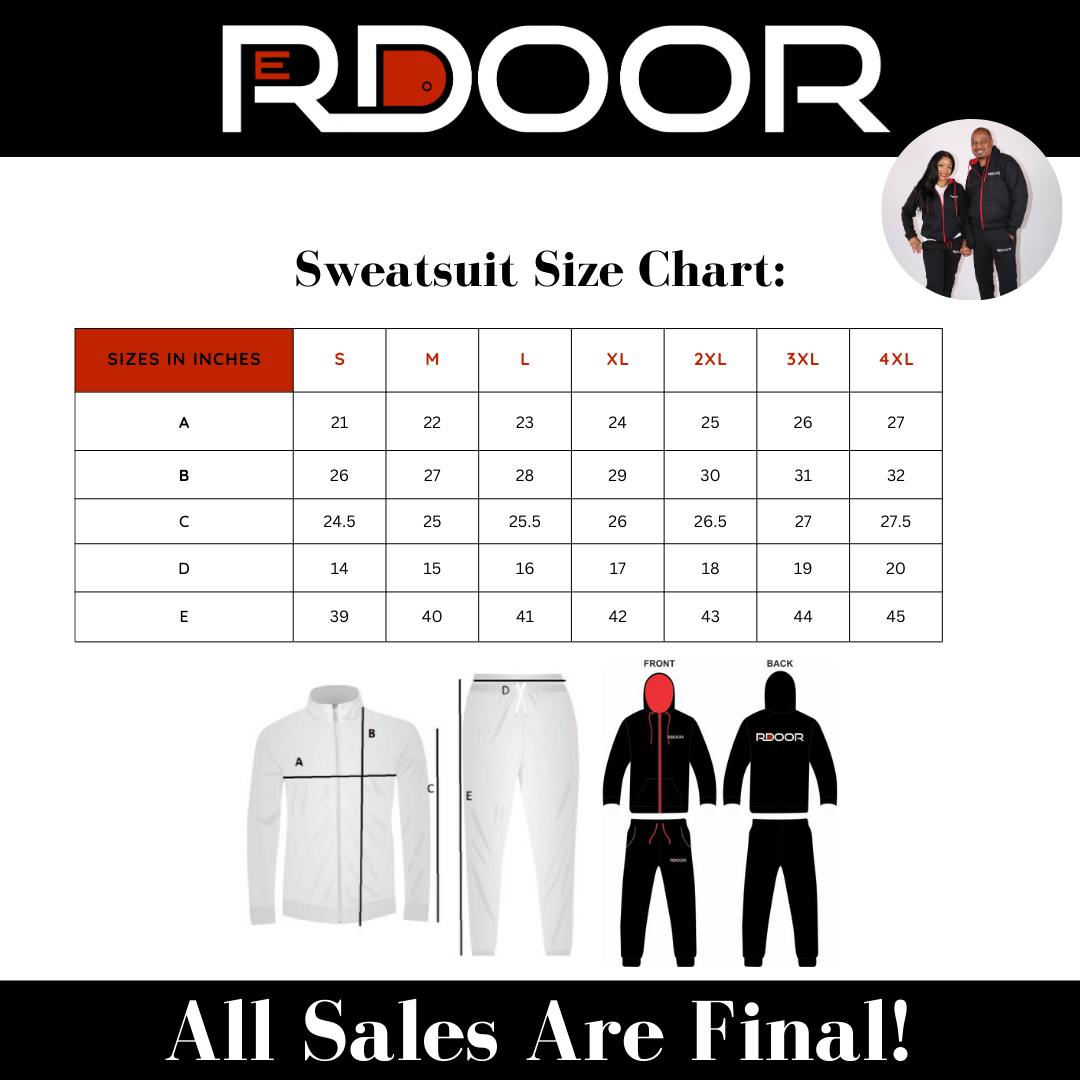 New Black Unisex RedDoor Sweatsuit  (Pre-Order)